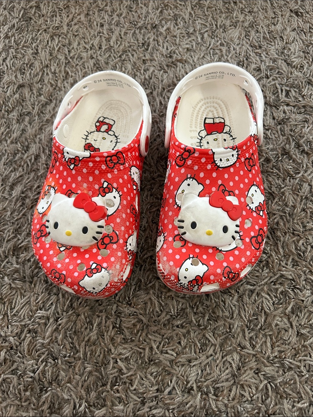 Hello Kitty Red Polka Dot Kids Crocs with 3D Bow